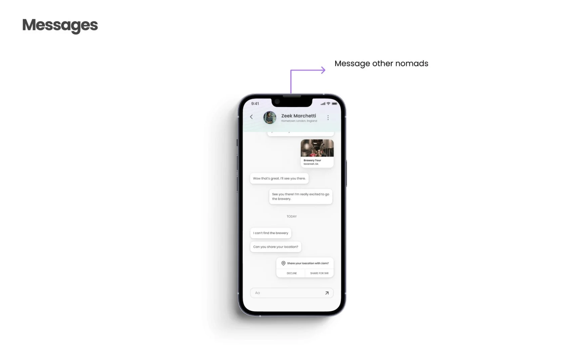 Messaging thread between two connected nomads