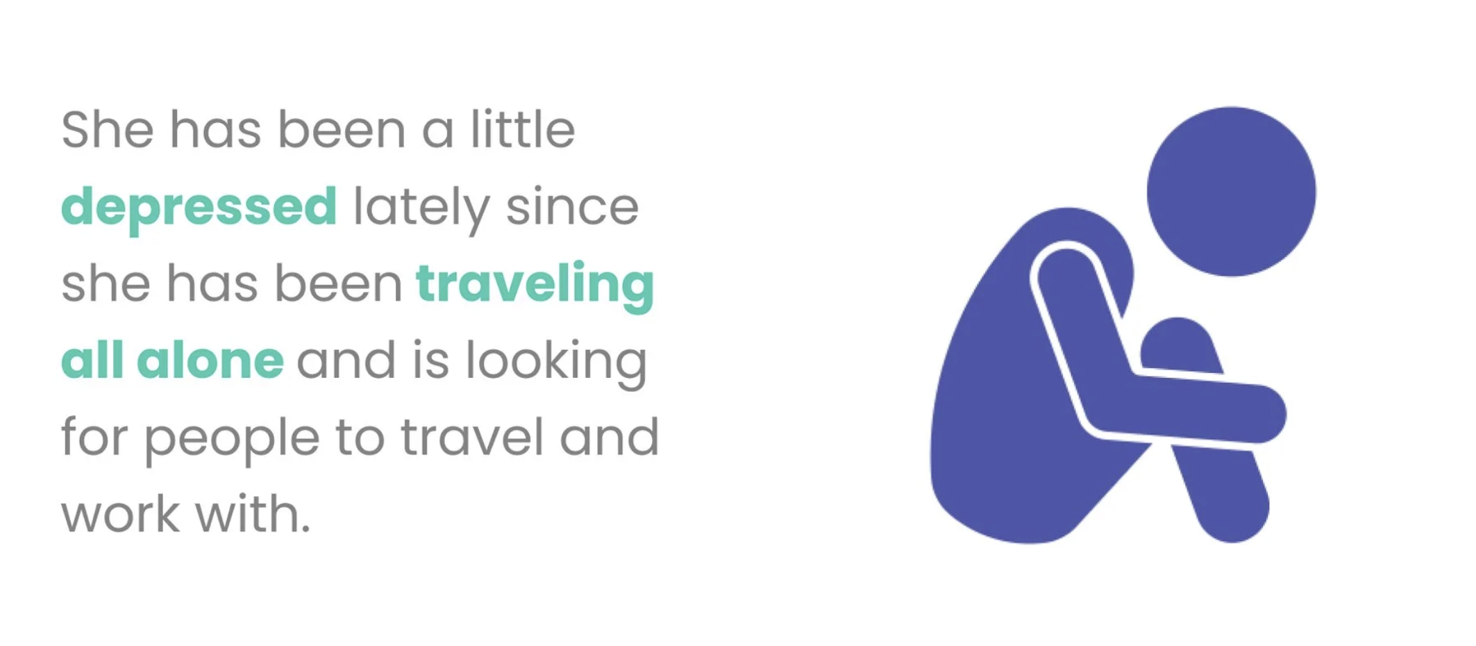 She has been a little depressed lately since she has been traveling all alone and is looking for people to travel and work with.