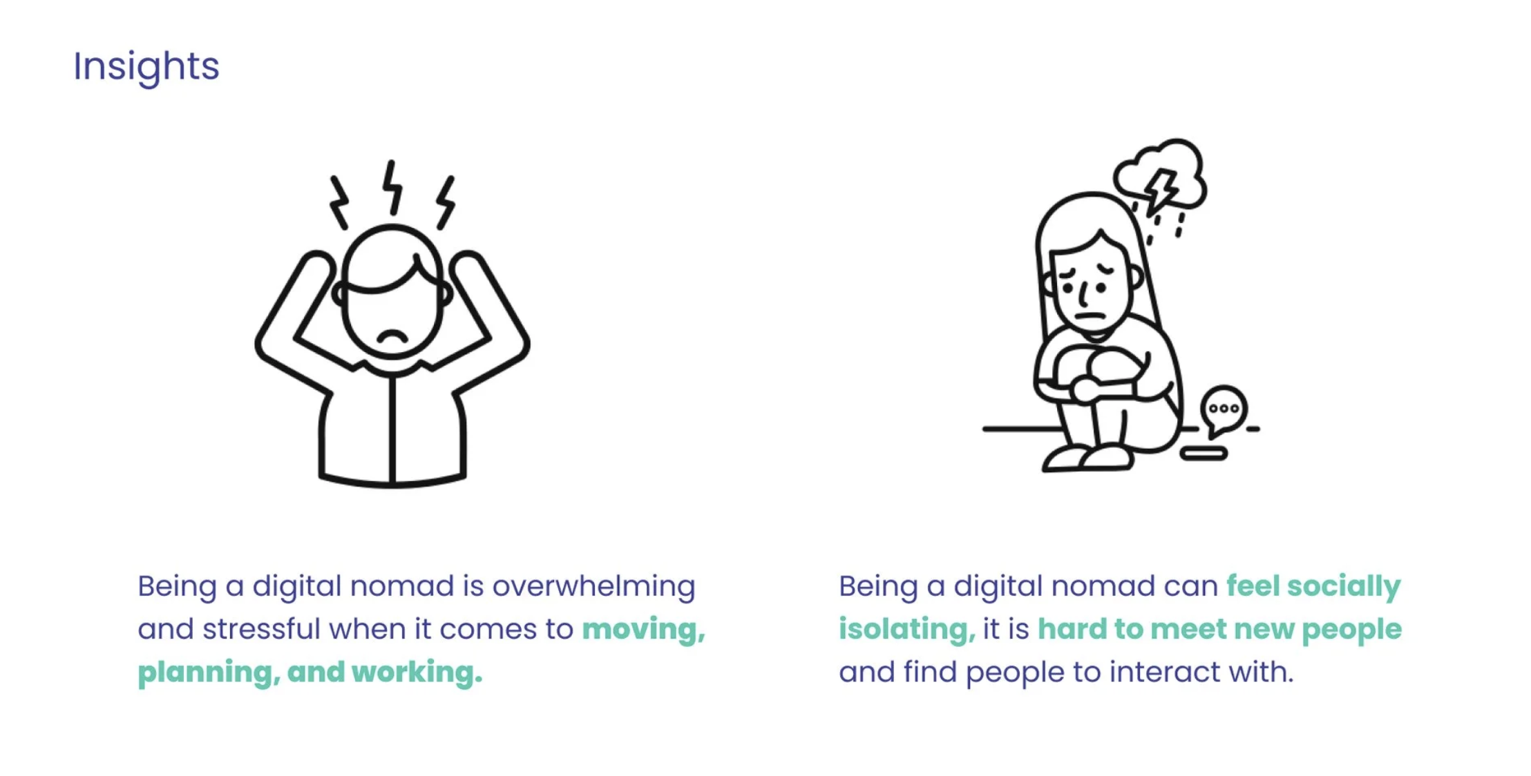 Insights from comparing both concepts: Being a digital nomad is overwhelming and stressful when it comes to moving, planning, and working. Being a digital nomad can feel socially isolating, it is hard to meet new people and find people to interact with.