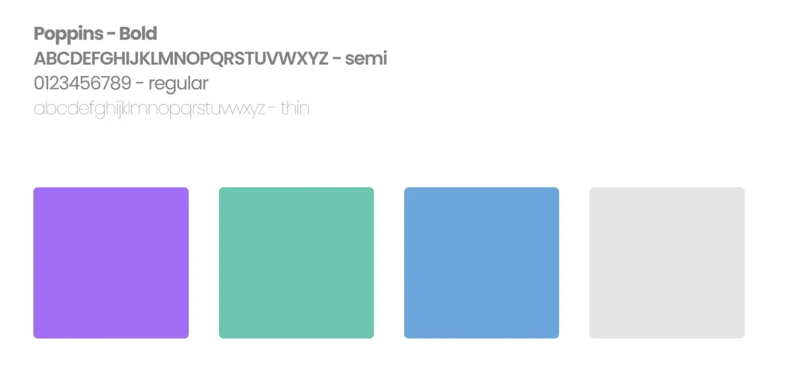 Explorius brand identity: Poppins typeface in Bold, Semi, Regular, and Thin weights. Color palette: lavender purple, teal green, sky blue, and light gray.