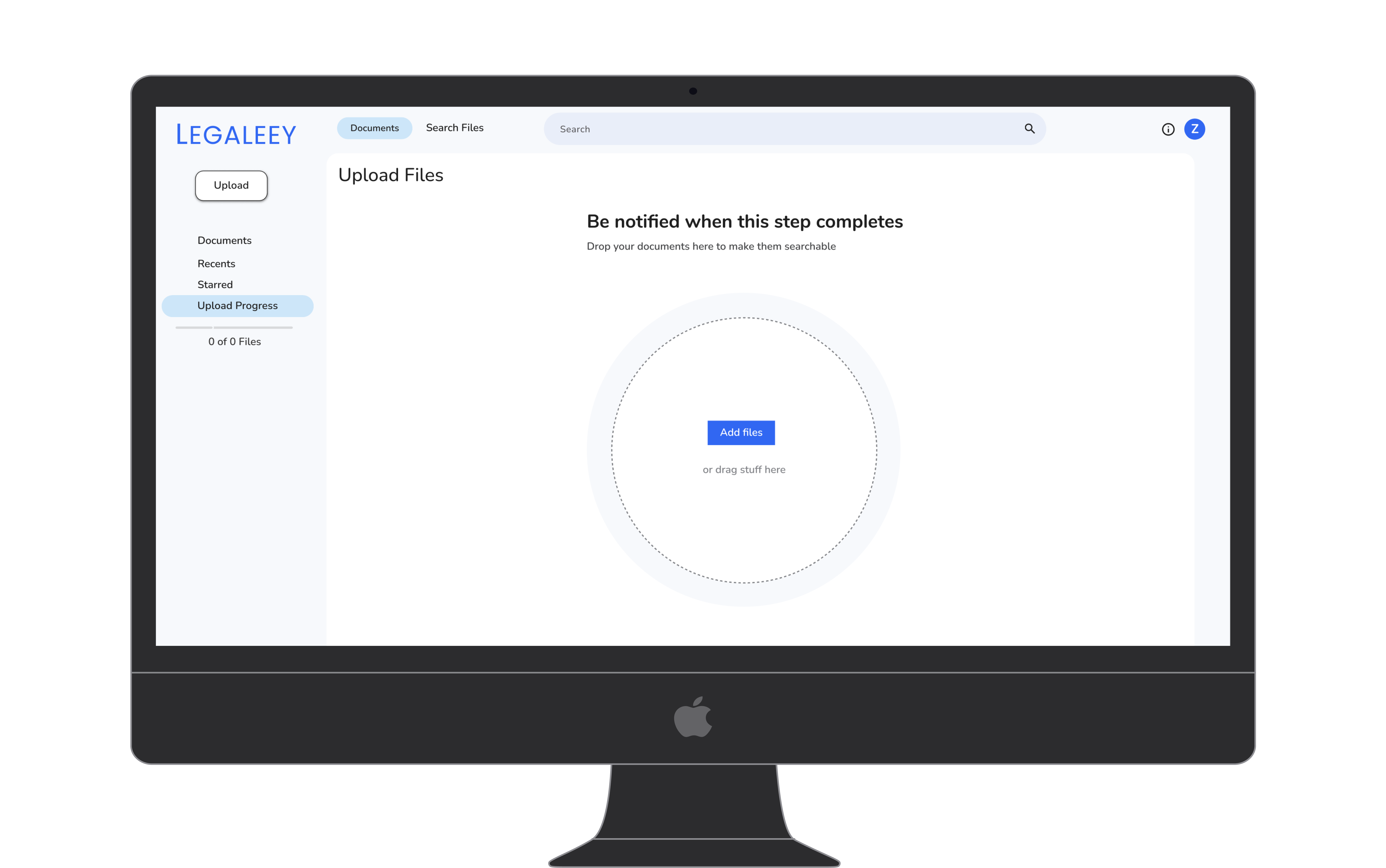 Upload progress sidebar with file processing states